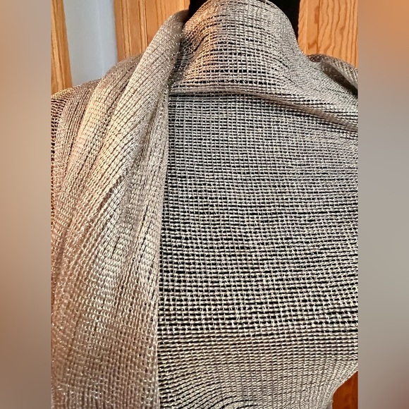 Metallic Silver Scarf Glam Holiday Going Out Gift Fringe Classy Dazzling Chic - Picture 14 of 17